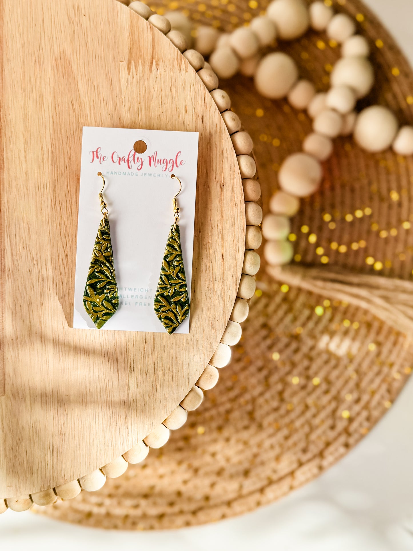 Leaf print teardrops