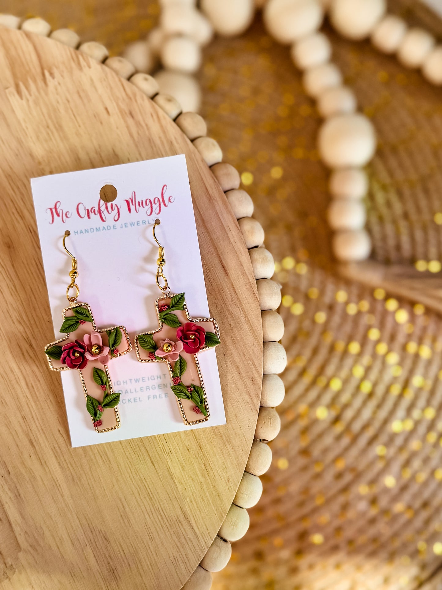 Floral Cross Earrings