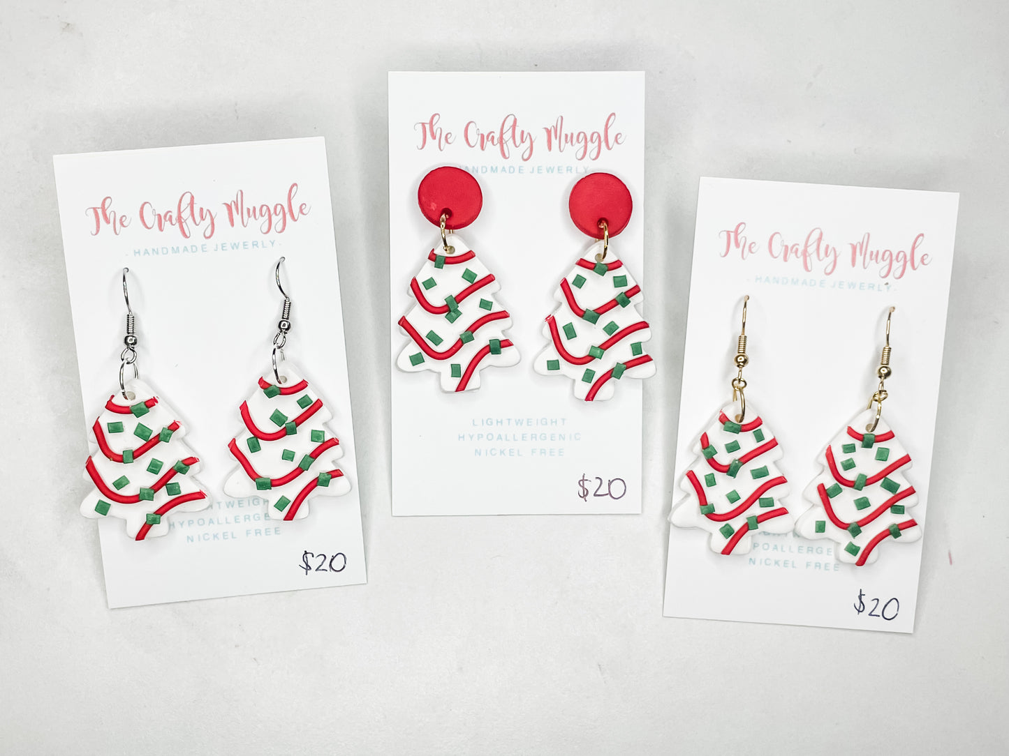Little Debbie Christmas Tree Cake Earrings