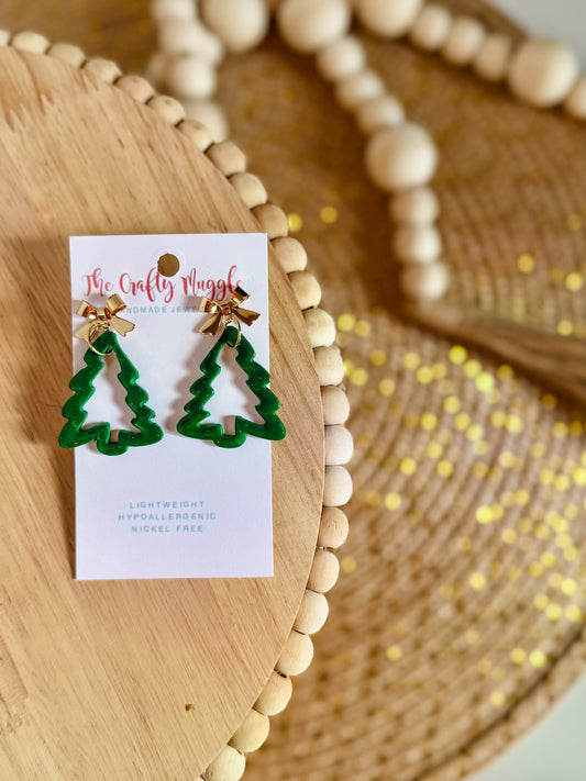 Christmas Tree Bow Earrings