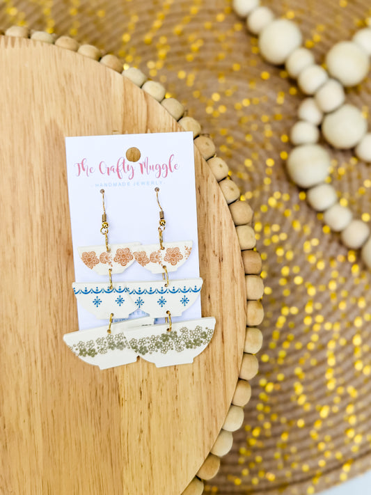 Stacked Pyrex Bowl earrings