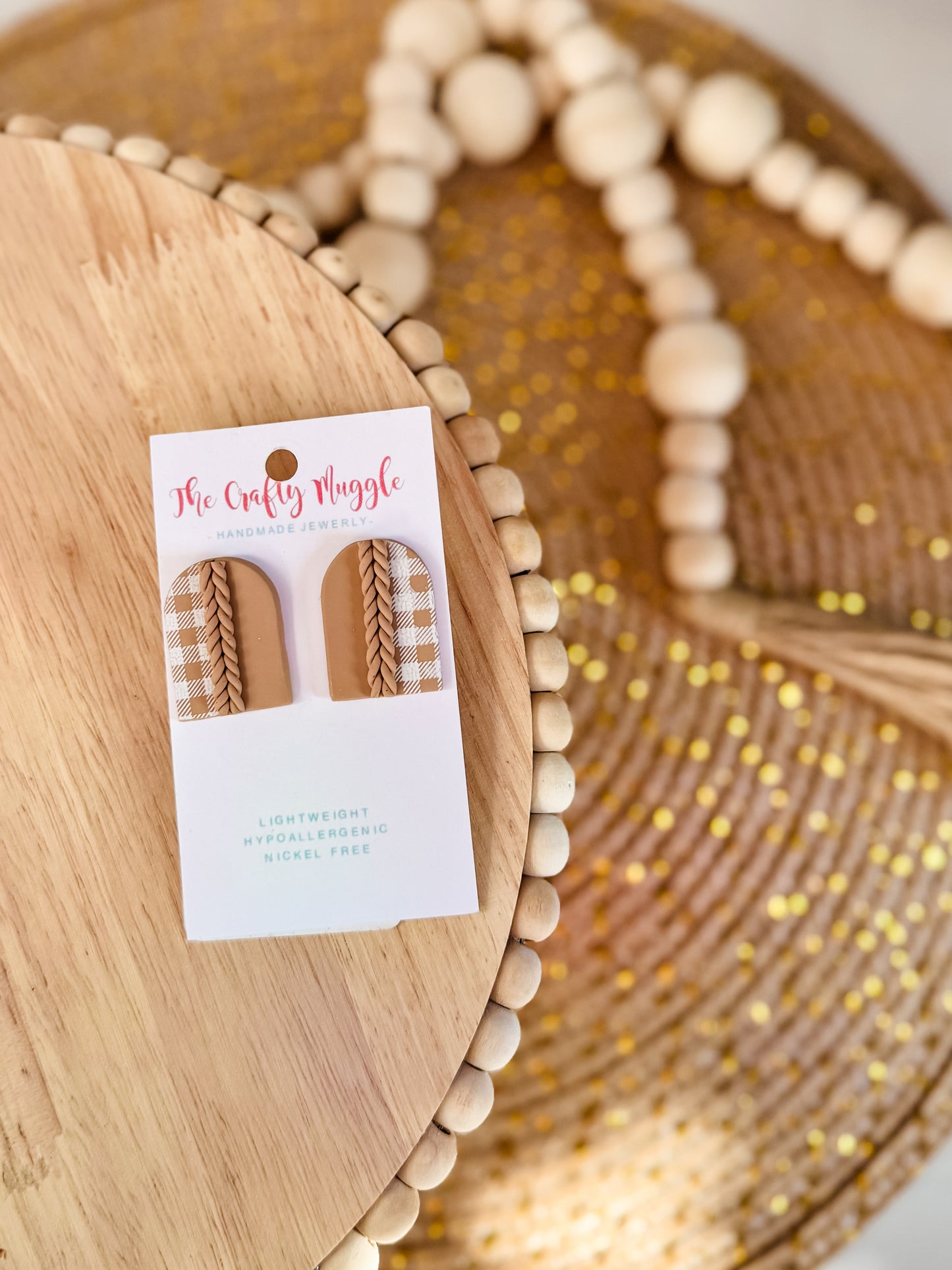 Braided Plaid Large Studs