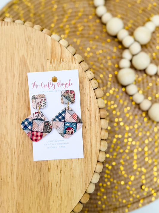 Country Charm quilt earrings