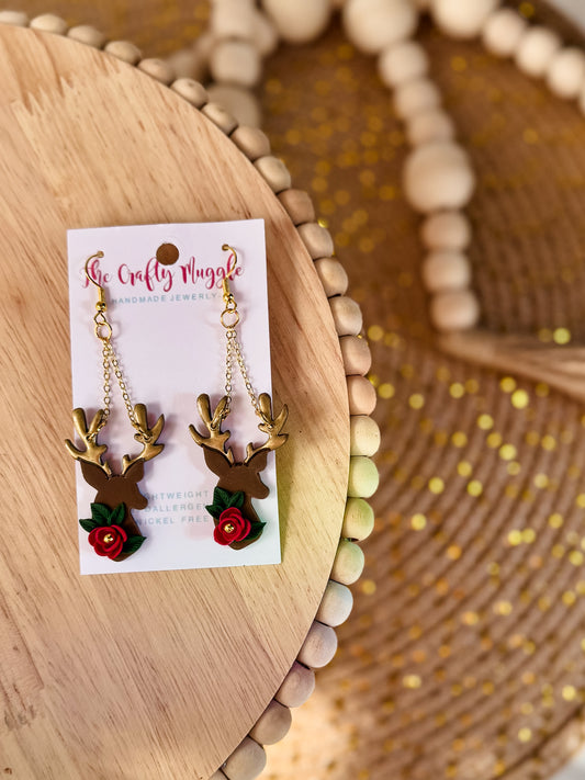 Floral Reindeer Dangles