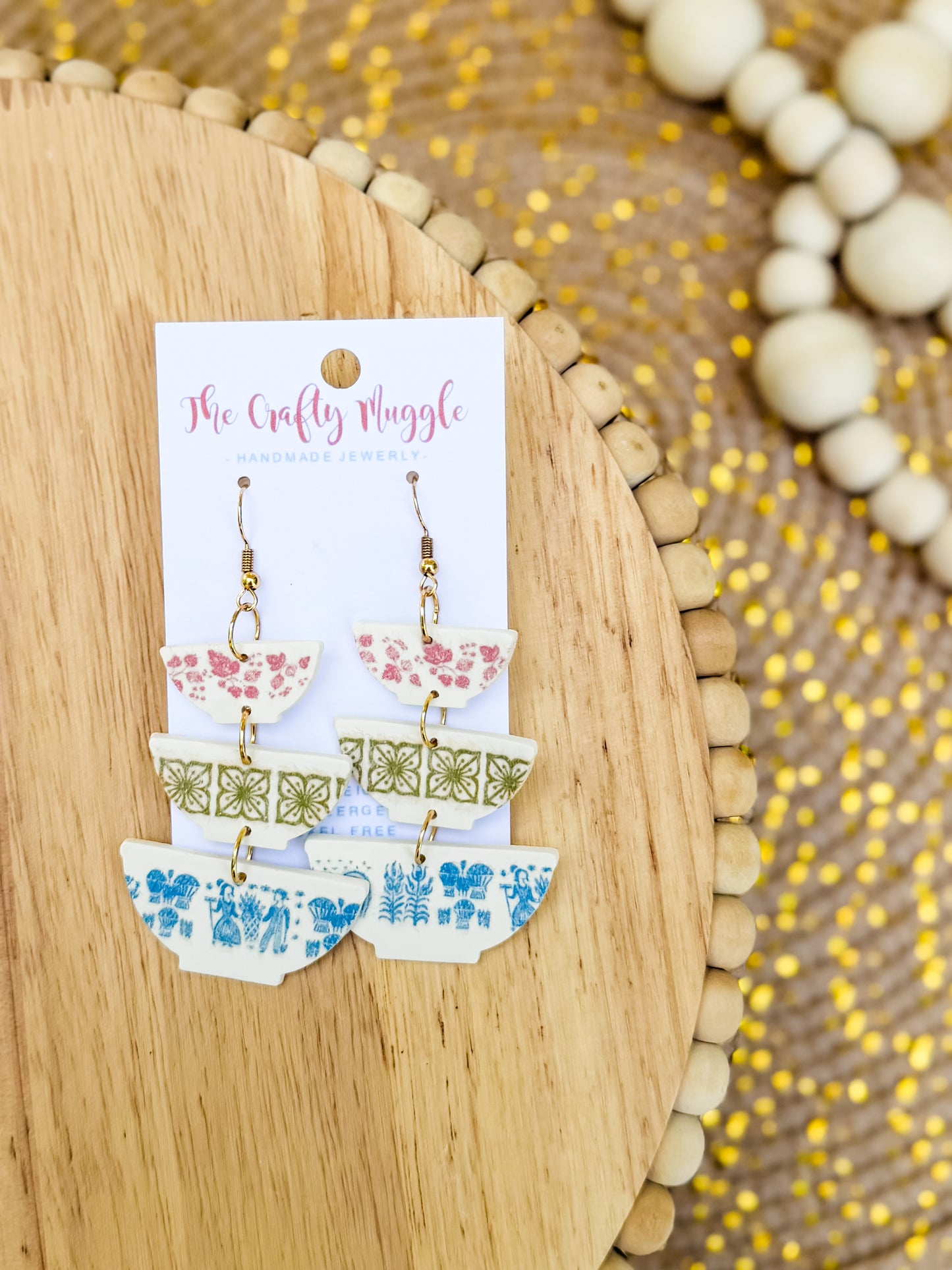 Stacked Pyrex Bowl earrings