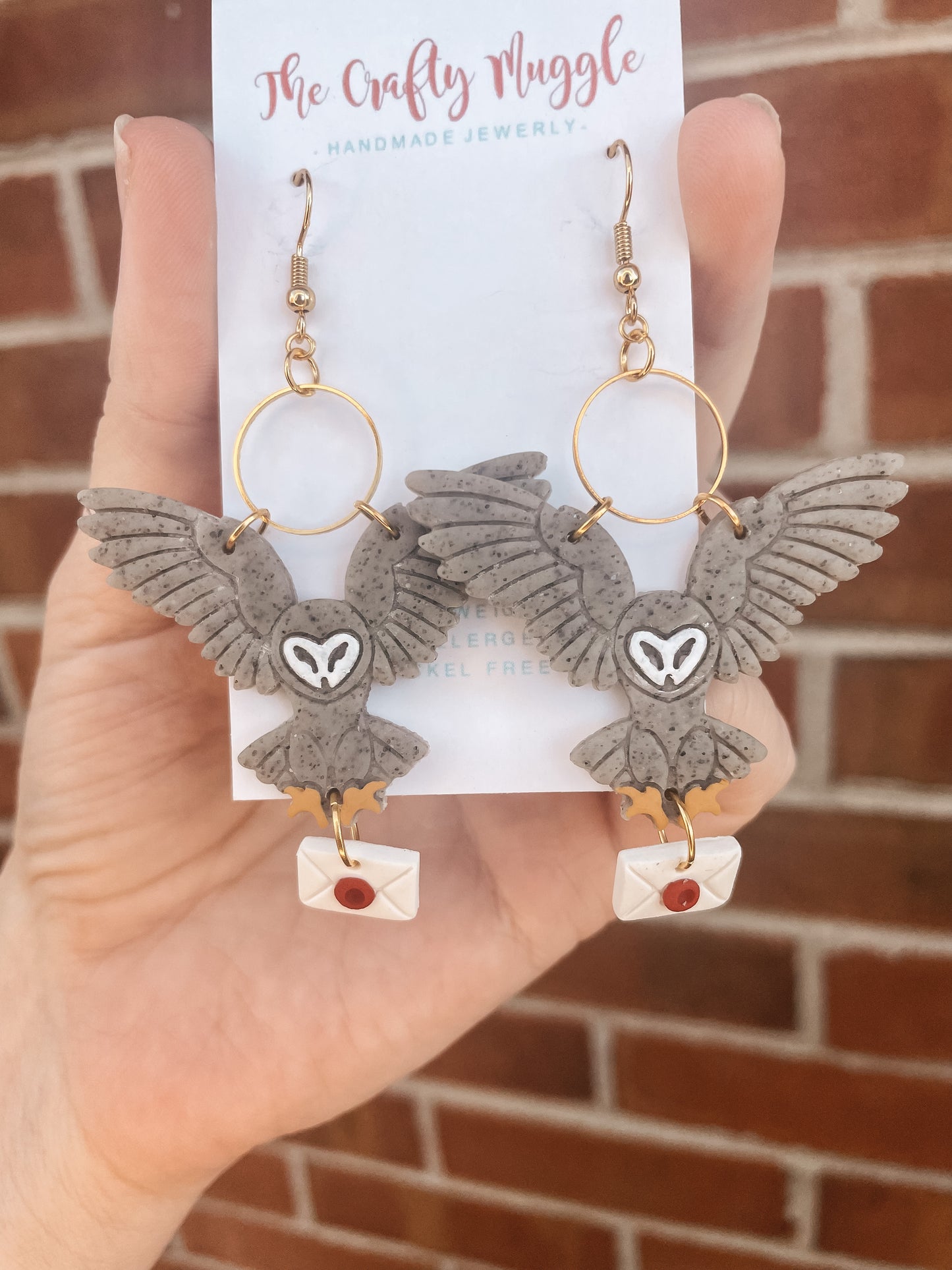 Grey Owl Earrings