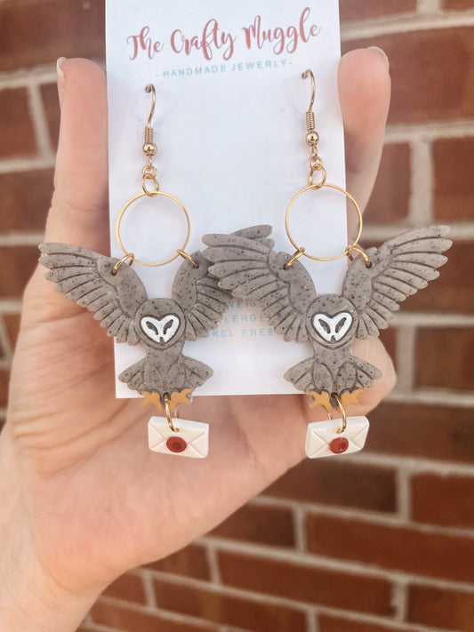 Grey Owl Earrings